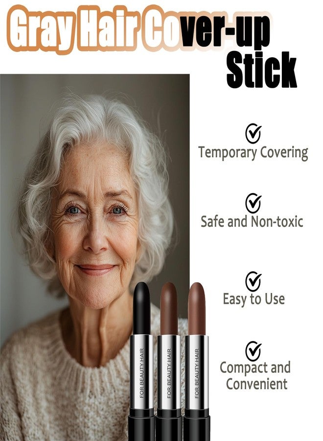 Suaxova 4PCS Dark Brown Hair Color Stick,Hair Color Touch-Up Stick Hair Dye Pen,4PCS Dark Brown Hair Color Stick,Compact and convenient,Long Lasting Fast Staining Cover Gray Hair,Physical covering - Image 3